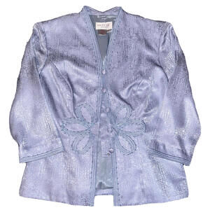 Womens Silk Sleep Shirt Adrianna Papell Purple Button Up Sexy Embroidered 4P